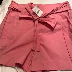 J. Crew Pink Tie-Front Cotton Shorts